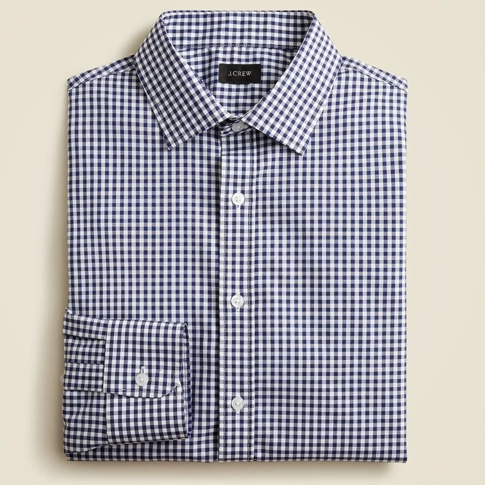 J. Crew Slim Mens Medium Blue White Gingham Button Down Shirt Checkered Plaid